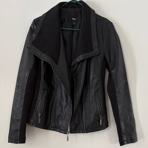Mossimo Supply Co. Black Leather Jacket with Zipper Details